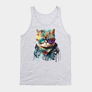 Cool Cat Watercolor Tank Top